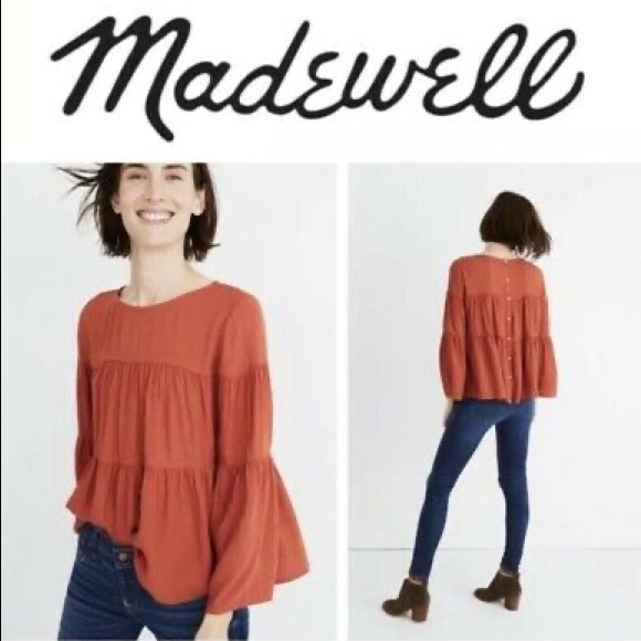 Madewell Tops - 🌷MADEWELL J. CREW TIERED BUTTON-BACK TOP-XS